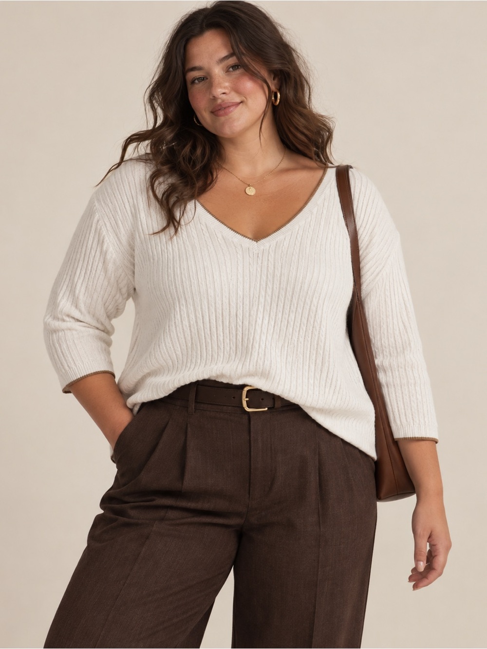 Lauren Ralph Lauren Vintage Cable Knit Cotton V-Neck Sweater Top Size 3x Preppy